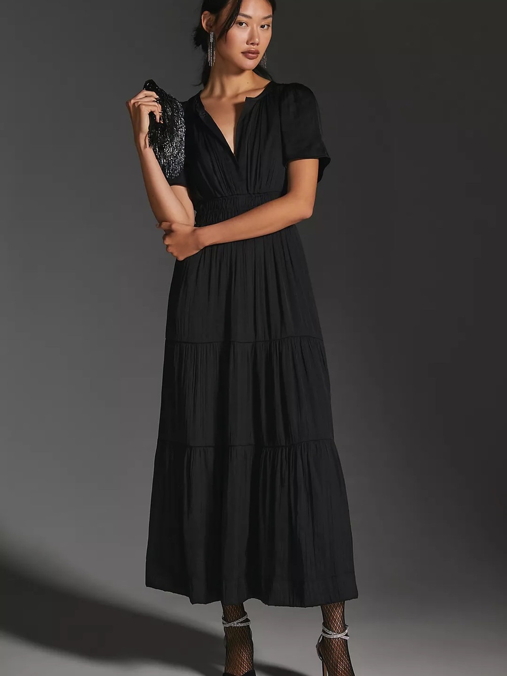 Anthropologie Somerset Satin Maxi Dress